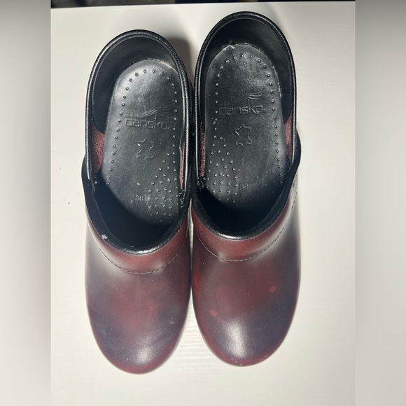 Dansko Mules in Burgundy and Black - Picture 1 of 9